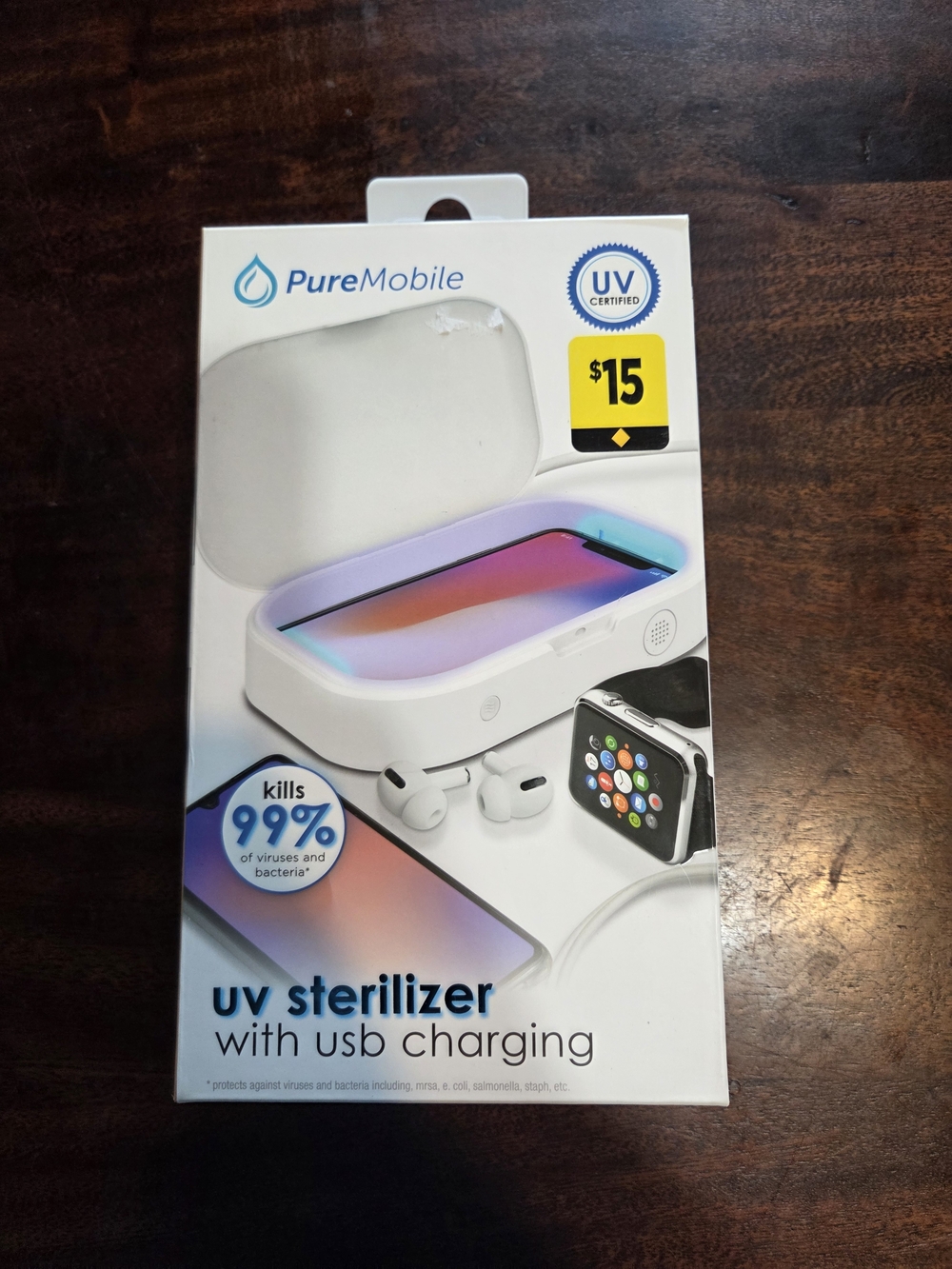 PureMobile White UV Phone & Accessory Sterilizer with USB Charging